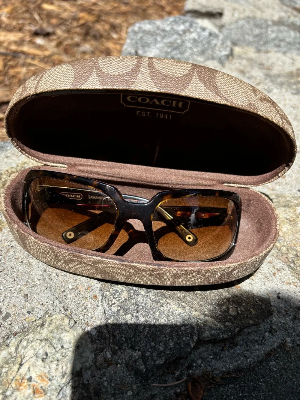 Coach Samantha Brown Tortoiseshell Sunglasses with Signature Case